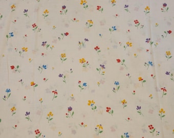 Vintage Floral Full Size Flat Sheet Tastemaker Flowers Primary Colors 70s Retro