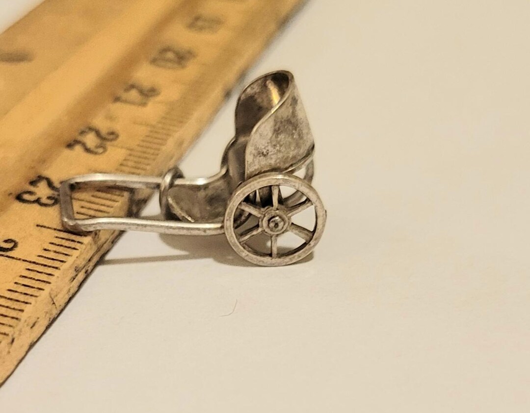Vintage Sterling Silver Rickshaw Charm Cart Pendant - Etsy