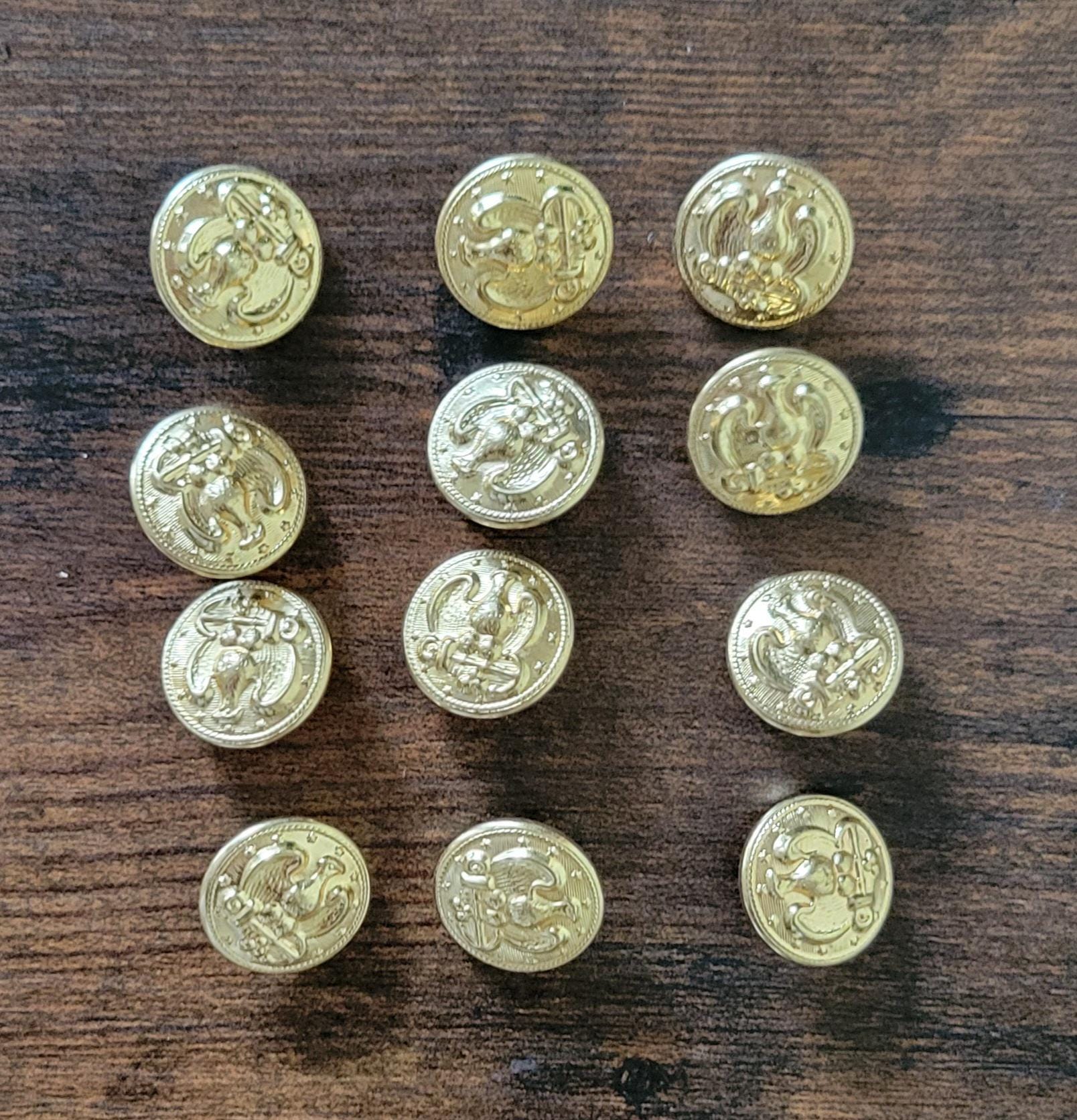 Lot of 12 Vintage US Navy Brass Dress Uniform Buttons 2 CM 1960s Button