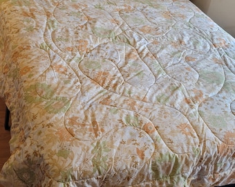 Cannon Vintage Full Size Bedspread Comforter Cotswolds Print Floral Flowers Warm Tones Beige Yellow