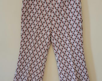 Pantalones de poliéster estilo vintage de los años 70 para mujer, con estampado verde y naranja, tallas grandes Volup