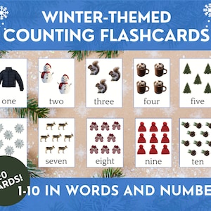 Printable Winter Flashcards Montessori Real Image Flashcards Winter Unit Study Winter Math Activity Toddler and Preschool Counting Math Game