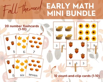 Printable Counting Bundle Count-and-Clip Cards Number Flashcards Counting Game Homeschool Preschool and Toddler