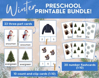 Winter Homeschool Printable Bundle: Montessori Preschool Activities (PDF)