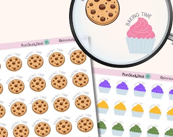 Baking Time Stickers | Cookies Cupcakes | Matte or Glossy