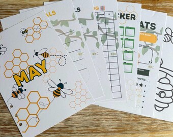 Book Journal Monthly pages | May Bee's Theme