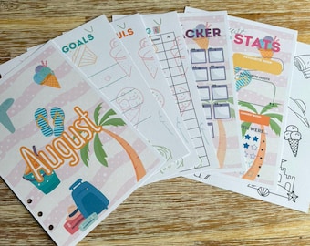 Book Journal Monthly pages | August Holiday Theme