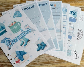 Book Journal Monthly pages | December Winter Theme