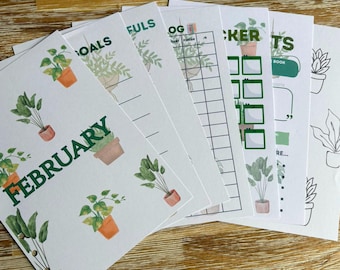 Book Journal Monthly pages | February Plants Theme