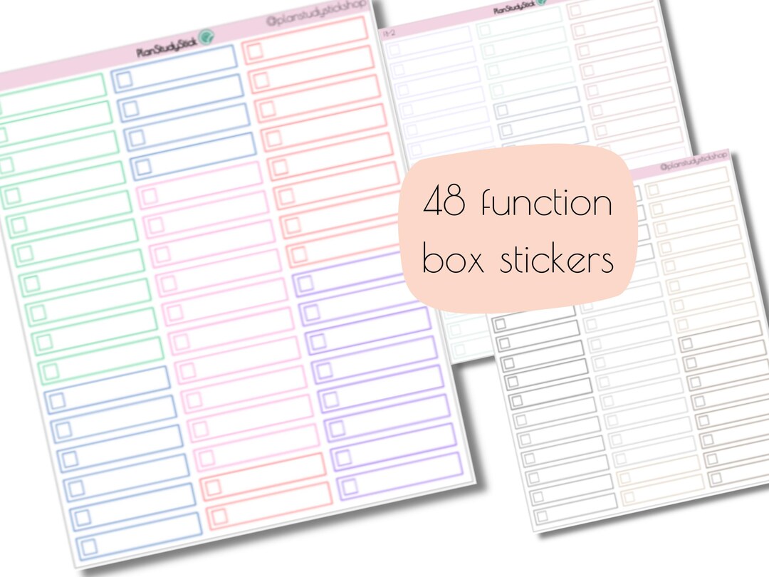 Function Box Sticker Sheet | Neutrals, Pastels, Bolds | Vertical ...