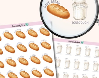 Bake Bread / Feed Sourdough Stickers | Planner, Calendar | Matte or Glossy