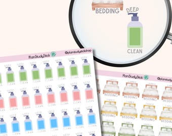 Deep Clean/Change Bedding Stickers | Planner, Calendar | Matte or Glossy