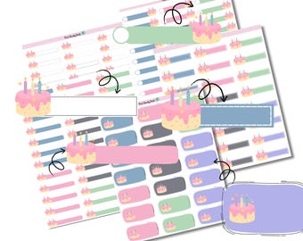 Birthday Reminder Stickers | Vertical Planner Stickers | Decorative and Functional Planning |