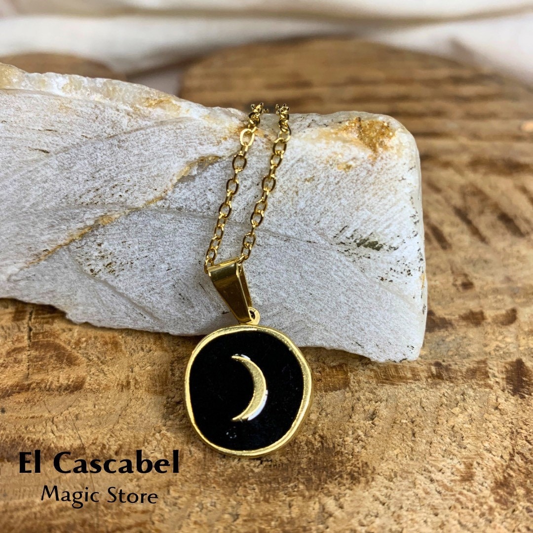 Collana Luna Donna In Oro 14k Placcato Su Acciaio Inox – Ciondolo Mezzaluna Minimalista Con Catena 40+5 Cm, Regalo Con Confezione
