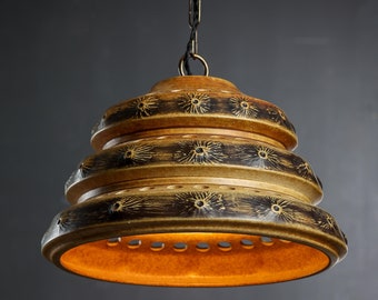 A vintage ceramic pendel lamp MCM Danish design Boho chic lighting 1970’s