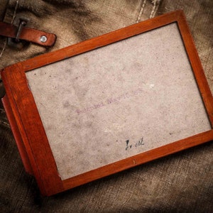 Antique slotted wood frame film holder, old wooden film holder