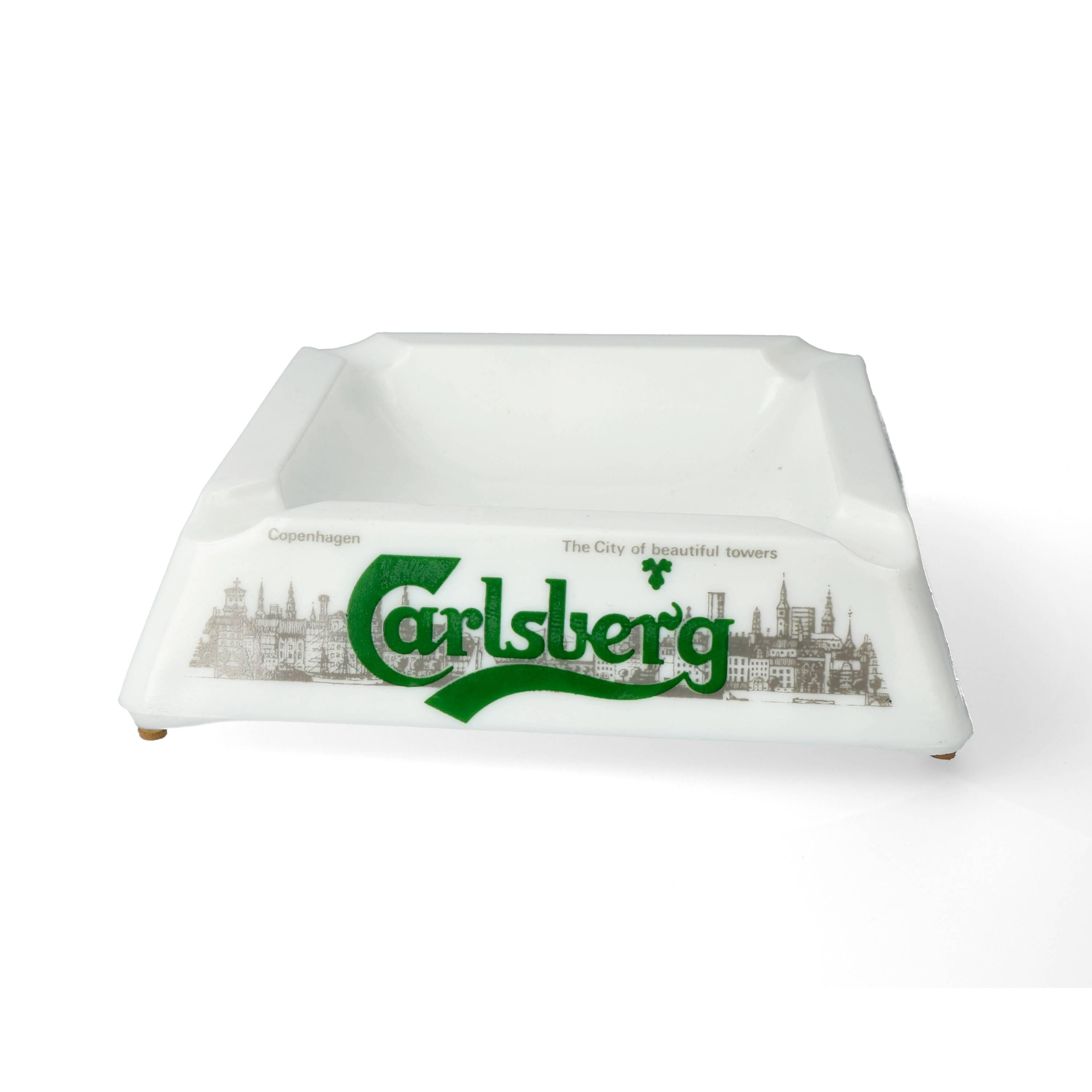 ヴィンテージ カールスバーグ 厚手乳白色オパリンガラス灰皿、NOS