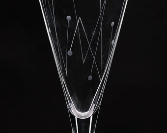 Holmegaard Clausholm, Reed and White Wine, Beer, Sherry, Aquavit & Cocktail Glass Designed by Per Lütken in 1957, Danish Mid-century Design