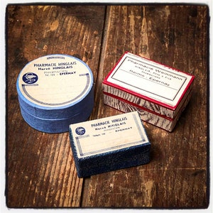 Vintage oude Franse apothekerskartonnen doos, set van 2 en 3 dozen, NOS