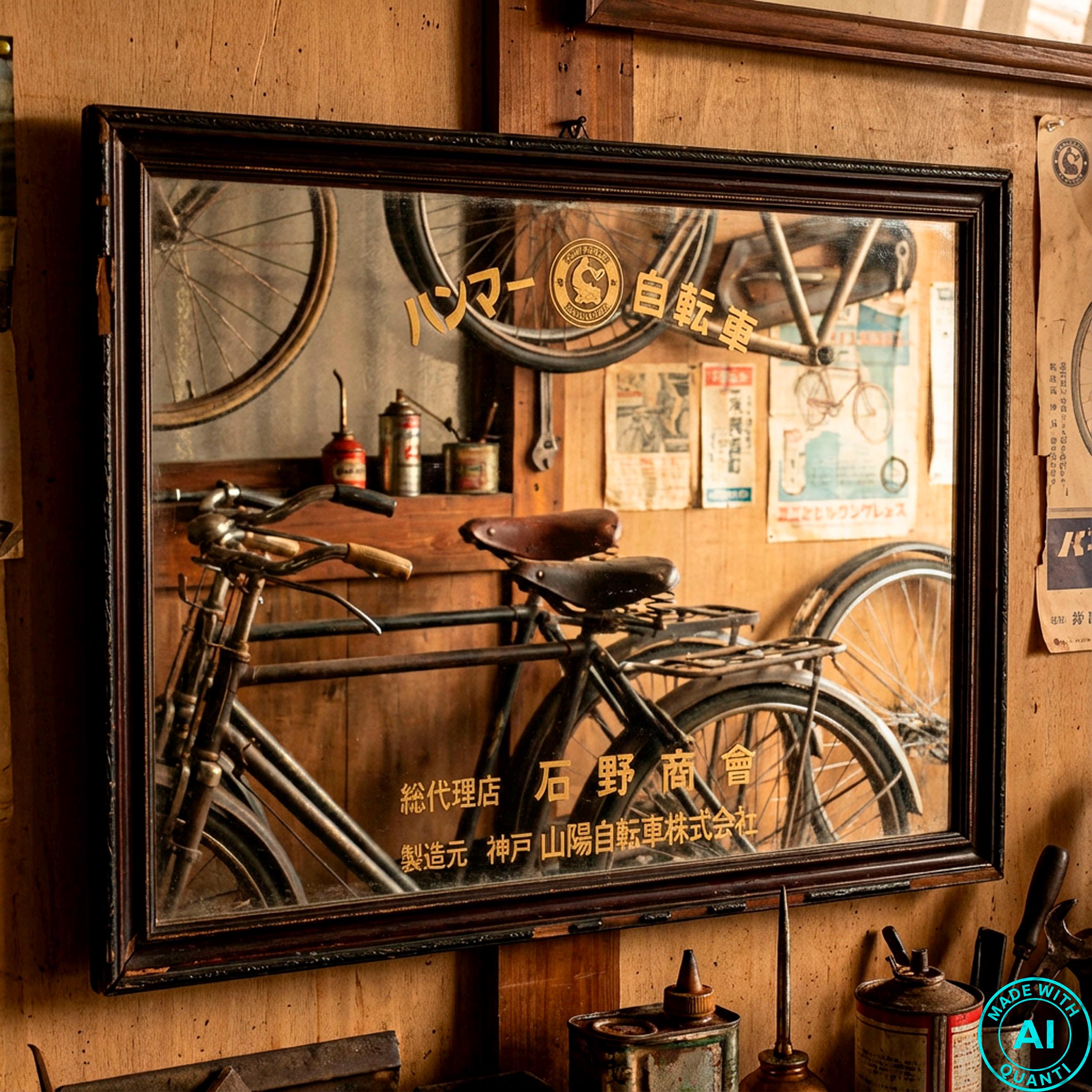 鏡 rad vintage Vintage Japanese Bicycle Advertising Mirror 1950s - Rare