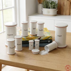 Vintage B&G, Bing og Grøndahl Spice Jars, Apothecary Series, Denmark, 1970s,