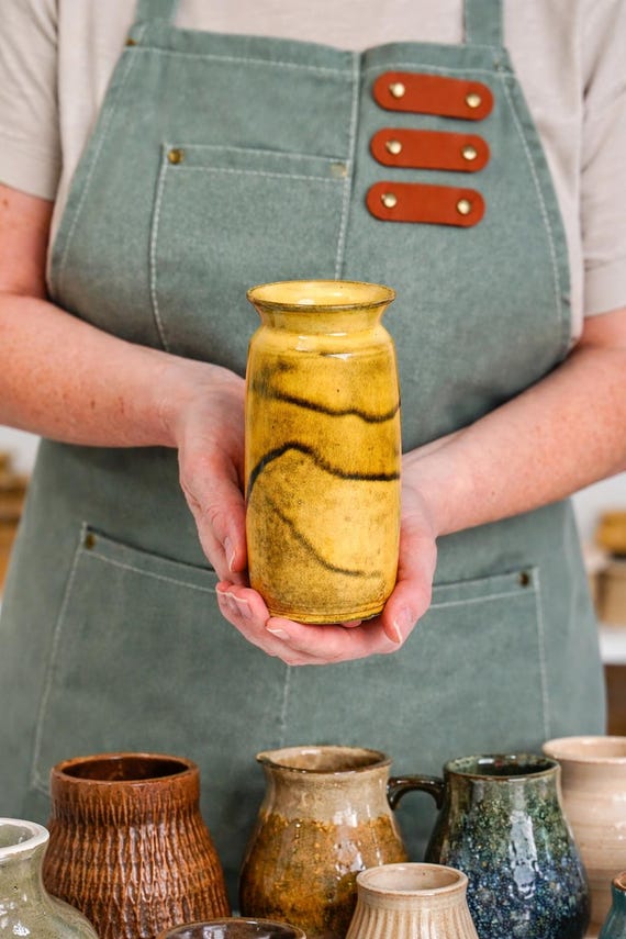 Vintage Kähler Ceramic Vase – Uranium Yellow – Svend Hammershøi, 1930s
