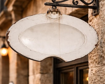 Antikes Barber Shop Schild Emaille Metall oval Werbung