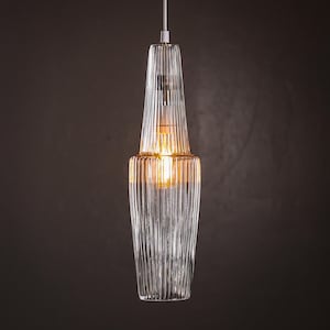 Vintage hand blown crystal glass pendant lamp, model Pisa, design Aloys Ferdinand Gangkofner for Peill & Puzler MCM lighting