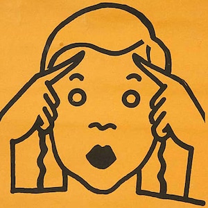 Vecchia tabella scolastica vintage del linguaggio dei segni, tabella murale educativa, anni '60
