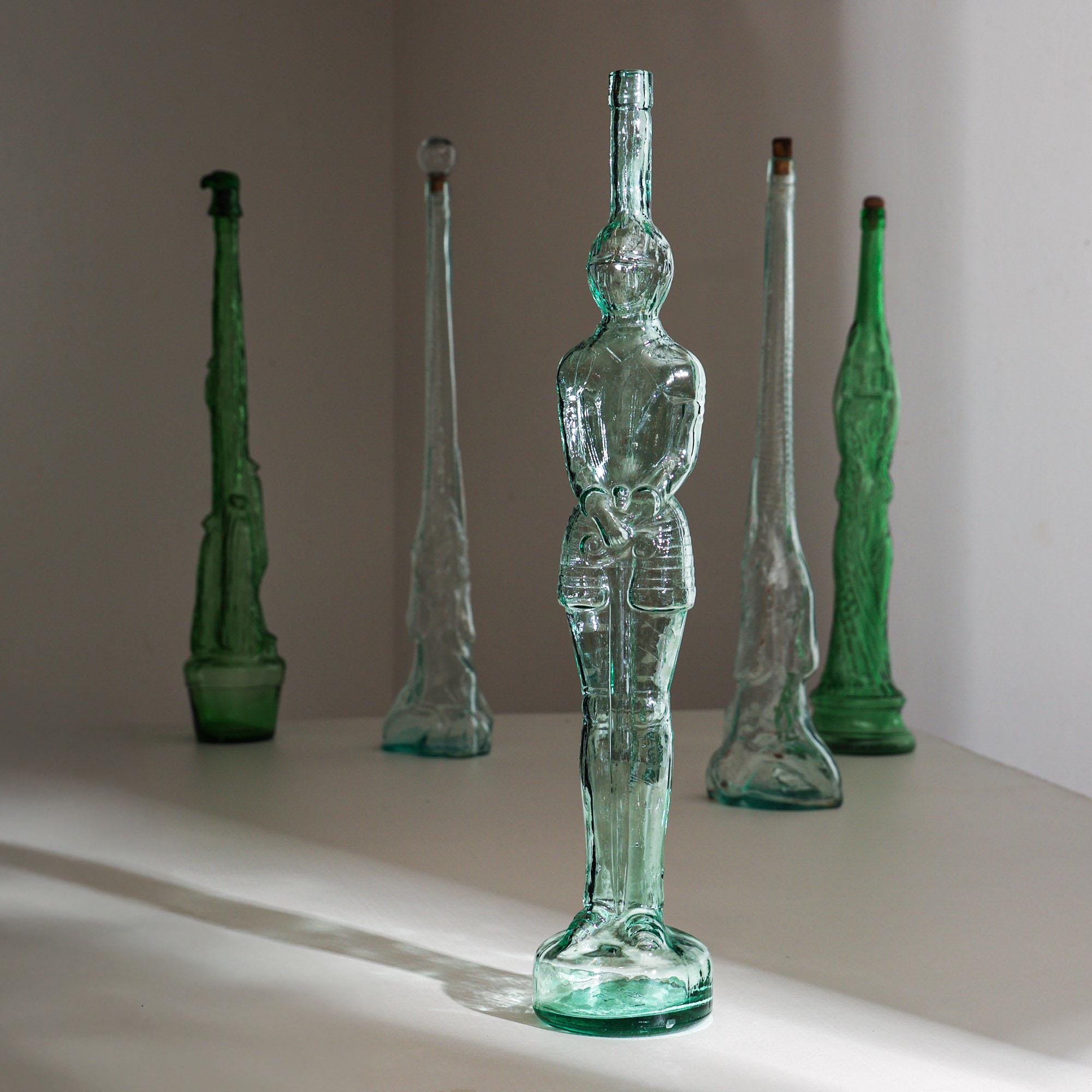 Vintage Italian Chianti Bottle – Green Glass Knight Figural