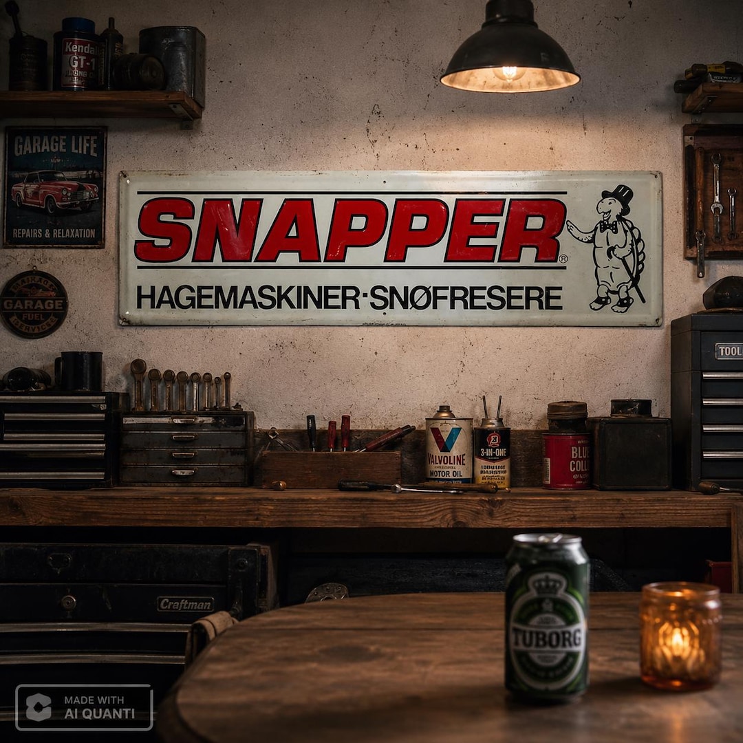 ビンテージのノルウェー製「SNAPPER」メタルサイン – レトロなガーデン