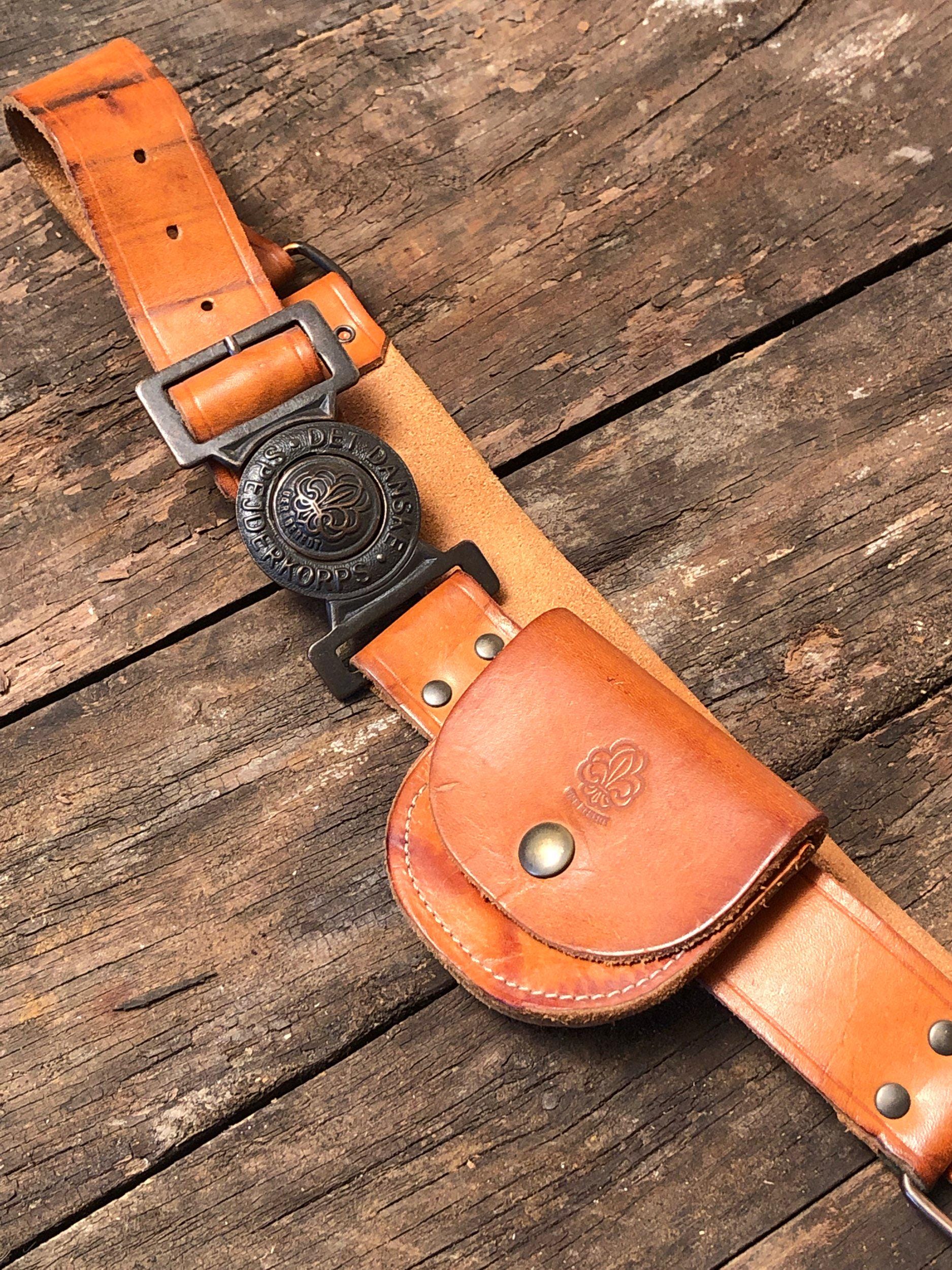 Vintage Danish Scout Leather Belt With Pouch - Etsy