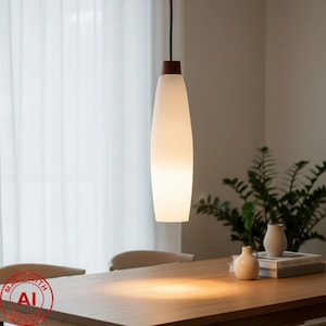 Lámpara colgante de diseño danés moderno de mediados de siglo en madera de teca y vidrio, década de 1950