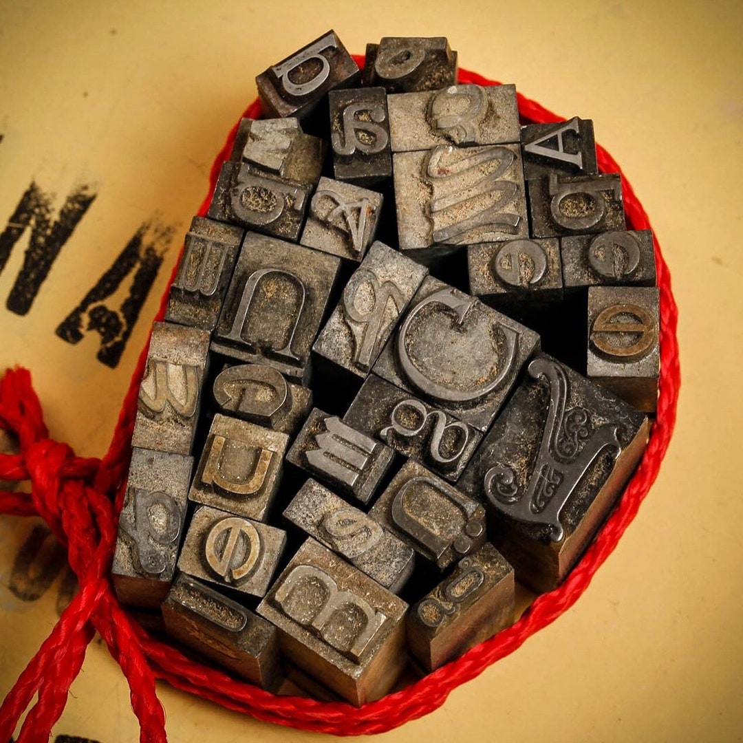 Set of U,m,e,a,d,g Antique Letterpress Letter Blocks, Vintage Printer ...