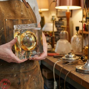 Lámpara de pared marítima vintage Vitrika de cristal de repuesto transparente y ámbar