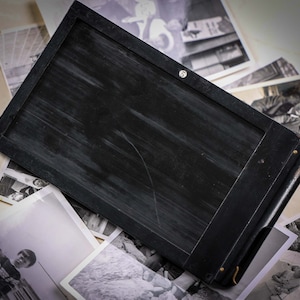 Antique slotted wood frame film holder, old wooden film holder