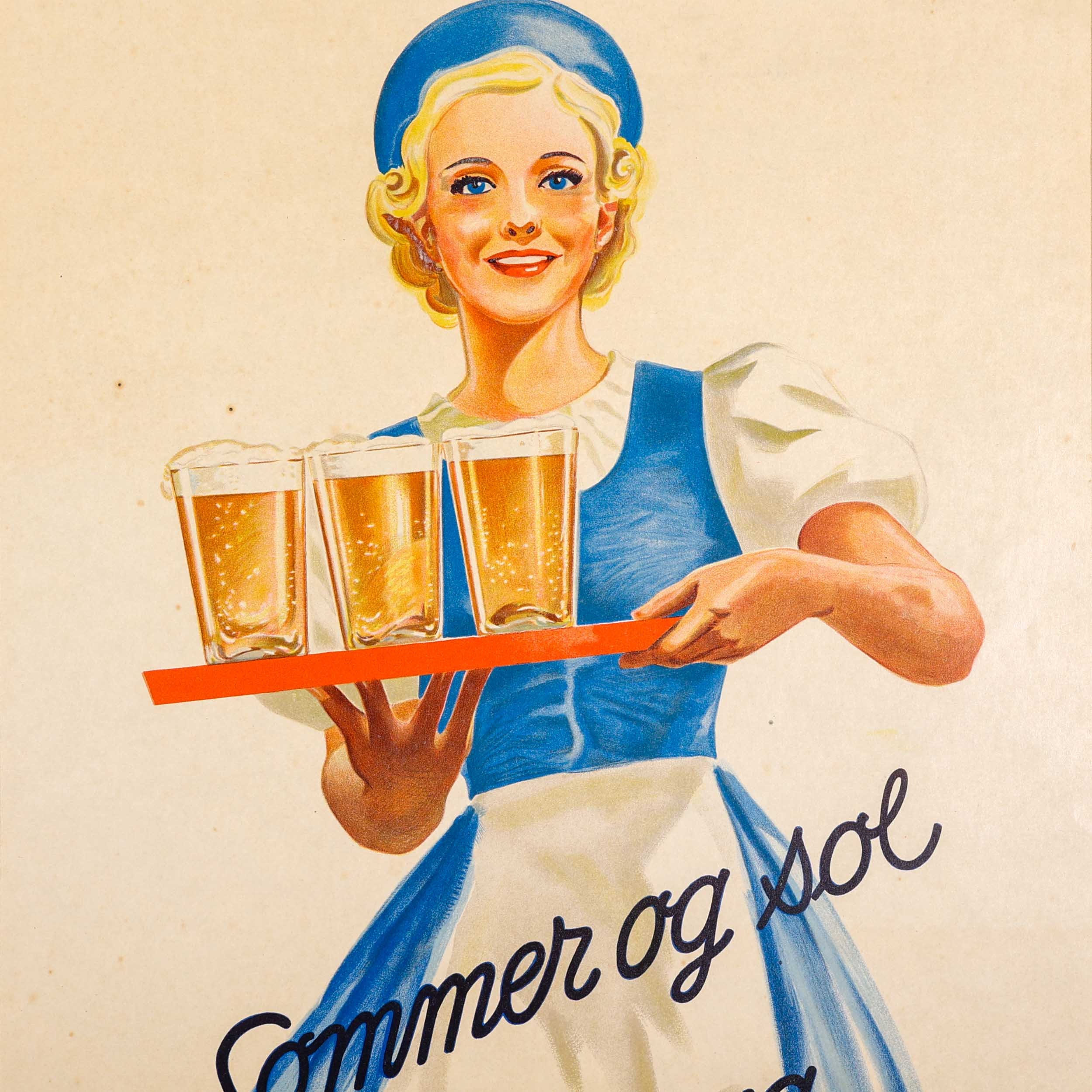 ビンテージ ノルウェー ビール ポスター - 「夏と太陽」 - Ringnes Øl