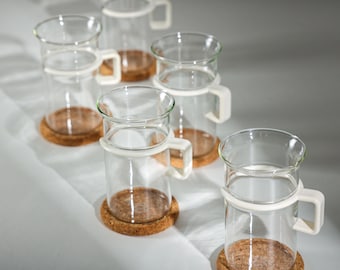 Tazze Da Caffè In Vetro FUSION FOOD CARE Set 6 Tazze In Vetro Da 240 Ml Con Cucchiaini – Per Caffè, Tè E Cappuccino Tazze 240 Ml Vetro