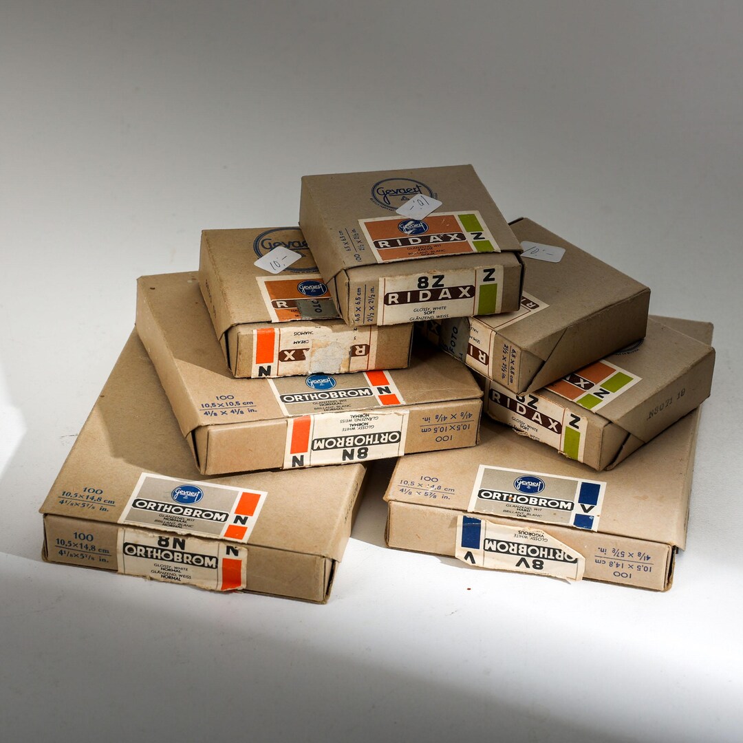 Cajas de papel fotográfico vintage Gevaert – RIDAX y Orthobrom – Juego ...