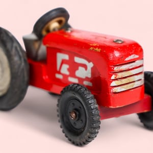Old Vintage Tractor wooden toy from Denmark or Sweden, 1950s