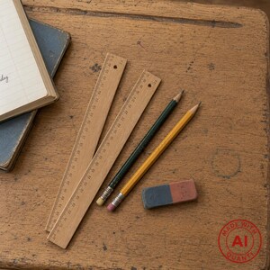 Righelli scolastici vintage in legno, graduati in centimetri (cm)