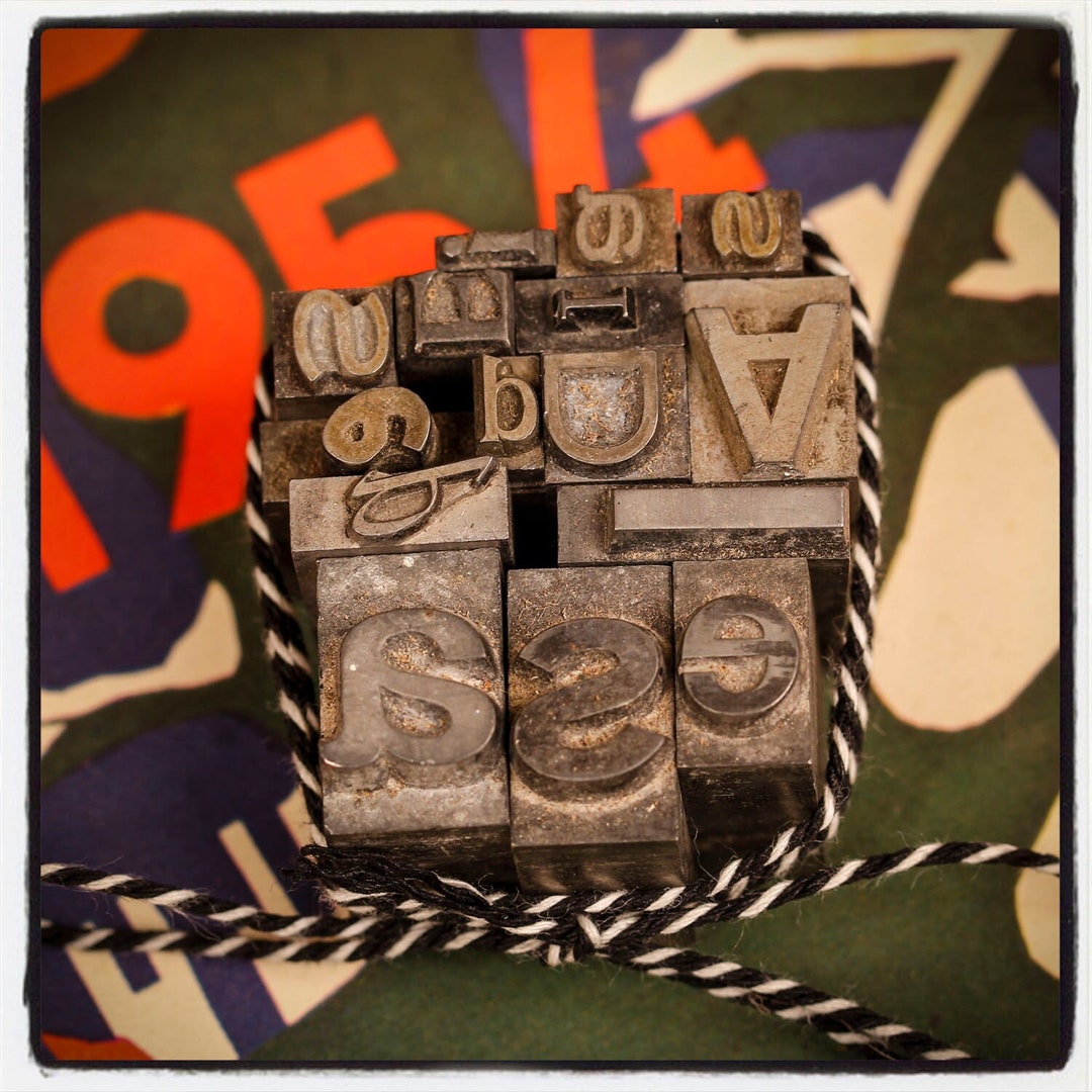 Set of I,a,d,s,e Antique Letterpress Letter Blocks, Vintage Printer ...