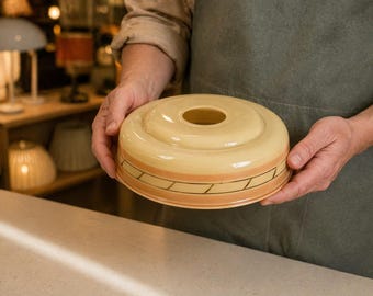 Pantalla de lámpara de cristal vintage de repuesto – Color crema con banda color melocotón