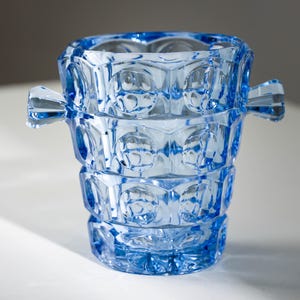 Mid-Century Czech Ice Bucket – Blue Glass by Rudolf Jurnikl for Sklo Union