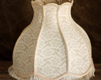 Vintage french boudoir lampshades,  beautifully detailed, with elegant edging.