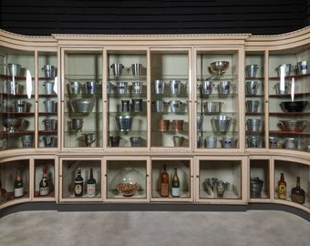 Huge antique display cabinet with glass doors in gustavian style, denmark. one of a kind. worldwide shipping included.