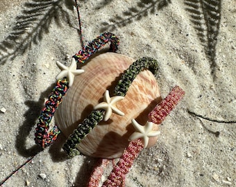 Handmade macrame anklet with starfish | Waterproof & adjustable | Summer jewelry for the beach made of water-resistant PPM cord