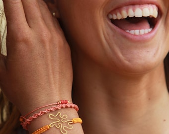 Coral bracelet | Charity bracelet | Ocean conservation bracelet | Nautical bracelet | Brass charm | Macrame bracelet for women