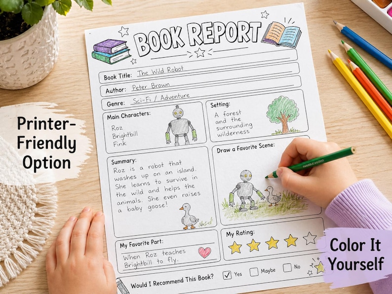 Book Report Worksheets for Kids, Grades 3-5 Reading Response Printable ...