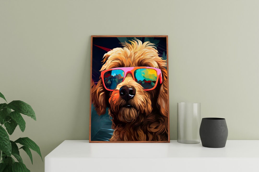 Goldendoodle With Sunglasses Matte Finish Poster Doodle Wall Etsy